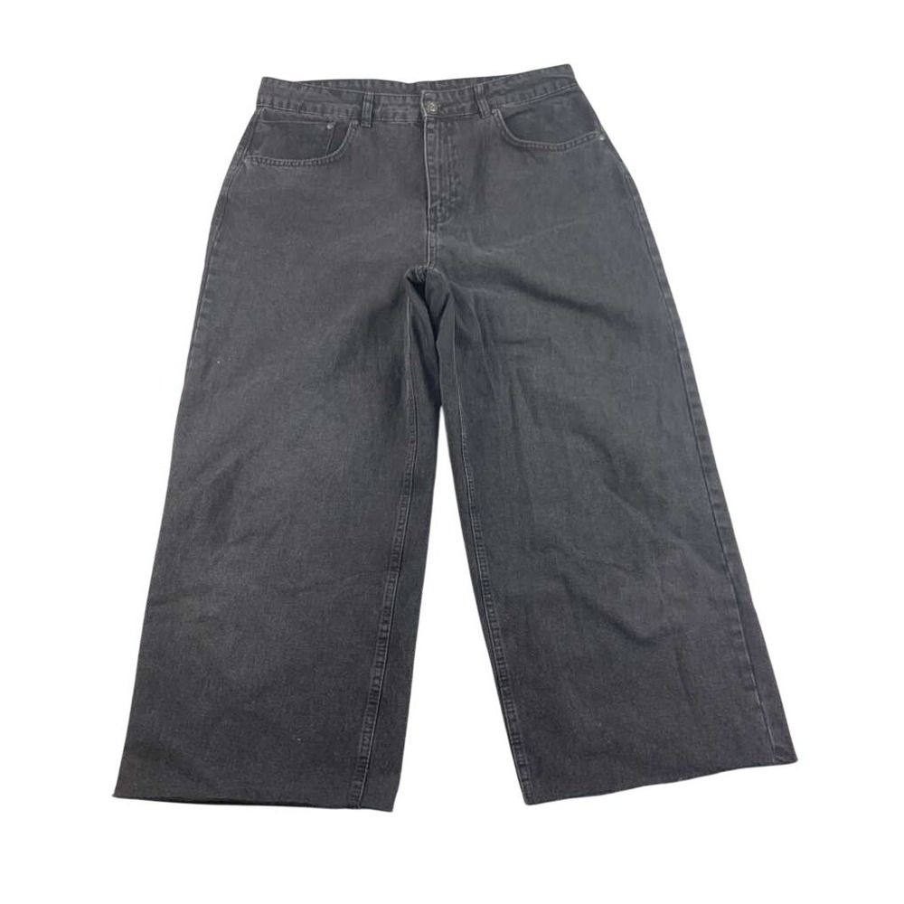 Ragged Priest Jeans Denim Women‎ W34 L24 Wide Leg Skater DIY Hem Black Cotton